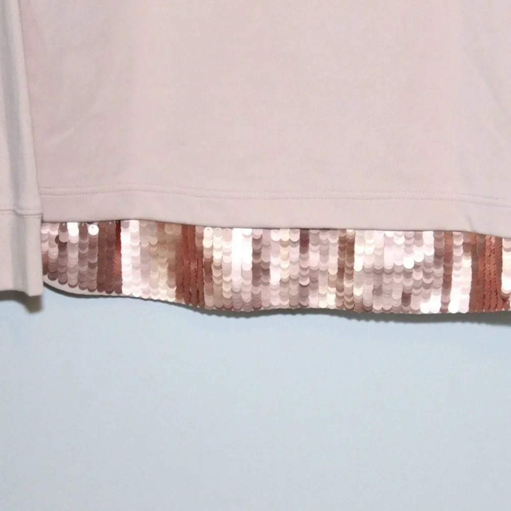 NWT J Crew Sequin Trim Sweatshirt Top Blush Pink E4182 Women's Size Large H12697 - Picture 9 of 12